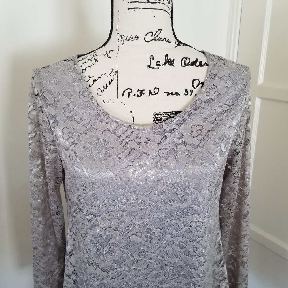 Soft Surroundings Laksmi Silver Lace Evening Tunic - Picture 2 of 8